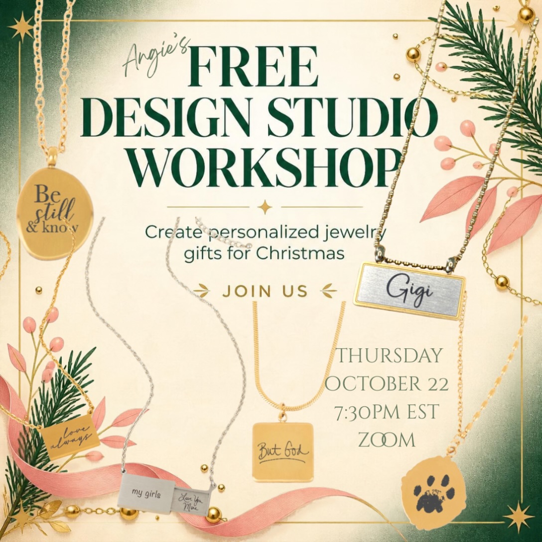 🎄✨ WHAT IF THIS YEAR’S FAVORITE CHRISTMAS GIFT IS ONE YOU HELP DESIGN? ✨🎄

A handwritten note. ✍️
A favorite photo. 📸
A beloved pet. 🐾
A memory worth keeping close. 💕

Imagine turning those special moments into jewelry they’ll treasure forever! 🥹

I’m officially launching my FREE DESIGN STUDIO WORKSHOP, and YOU’RE invited!

I’ll show you how to create beautiful, one-of-a-kind personalized jewelry gifts — right from the comfort of your couch!

✨ No design experience needed.
✨ No pressure to purchase.
✨ Just creativity, inspiration & a little Christmas magic!

🎄 Thursday, October 22
⏰ 7:30 PM Eastern
💻 Live on Zoom
🎟️ FREE!

Let’s make gift-giving a little more PERSONAL this Christmas! 🎁

💌 Comment DESIGN and I’ll send you the registration details!

#BloomingInCarolina #PersonalizedGifts #ChristmasGiftIdeas #JewelryWithMeaning #DesignStudio ShopSmall